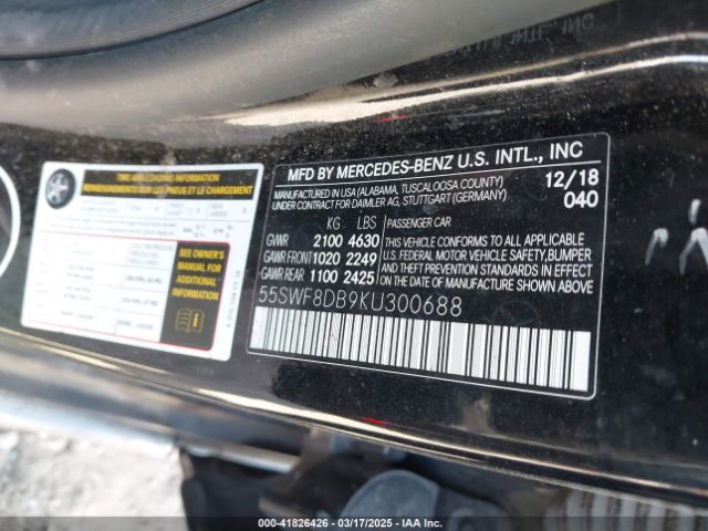 55SWF8DB9KU300688 Mercedes-Benz C 300