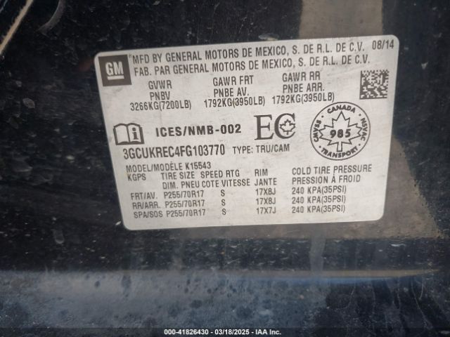 3GCUKREC4FG103770 Chevrolet Silverado 1500 1lt/2lt