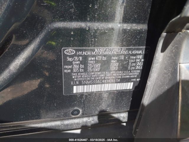 5NMS33AD4KH046114 Hyundai Santa Fe Sel