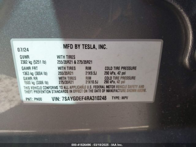 2024 TESLA MODEL Y 7SAYGDEF4RA310248 Photo 8