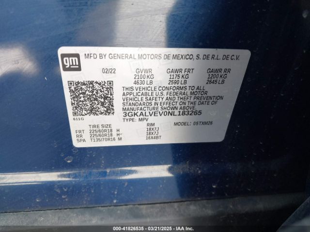 3GKALVEV0NL183265 GMC Terrain Awd Slt
