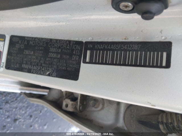 KNAFK4A65F5412387 KIA FORTE LX