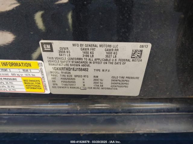 1GKKRTKD1EJ158482 GMC Acadia Denali