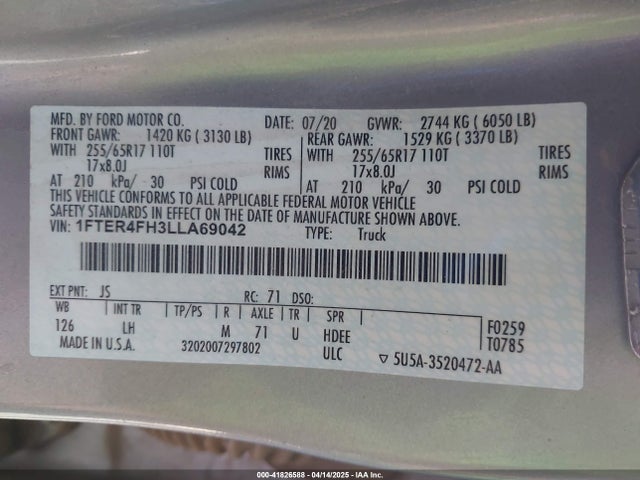 1FTER4FH3LLA69042 Ford Ranger Xlt