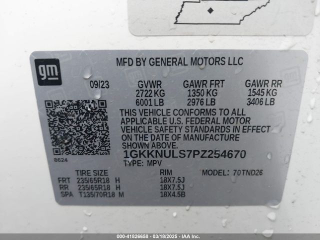 1GKKNULS7PZ254670 GMC Acadia Awd Slt