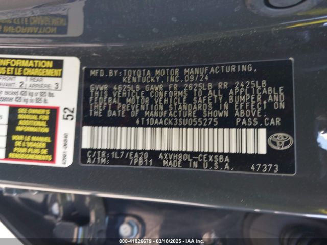 4T1DAACK3SU055275 Toyota CAMRY SE