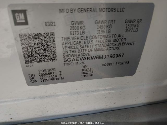5GAEVAKW6MJ190967 Buick Enclave Awd Essence