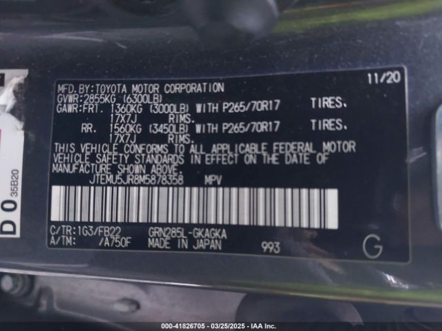 JTEMU5JR8M5878358 Toyota 4RUNNER SR5