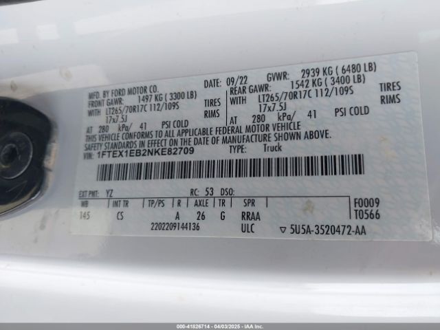 1FTEX1EB2NKE82709 Ford F-150 Xl