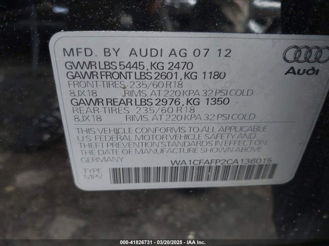 2012 AUDI Q5 WA1CFAFP2CA136015 Photo 8