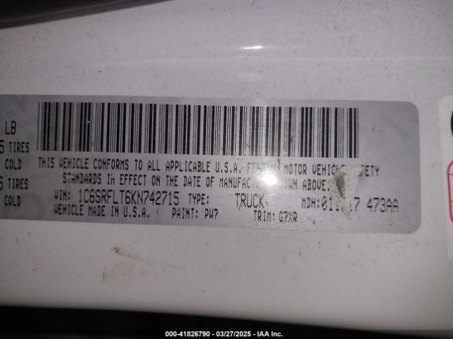 1C6SRFLT6KN742715 RAM 1500 Rebel  4x4 5'7 Box
