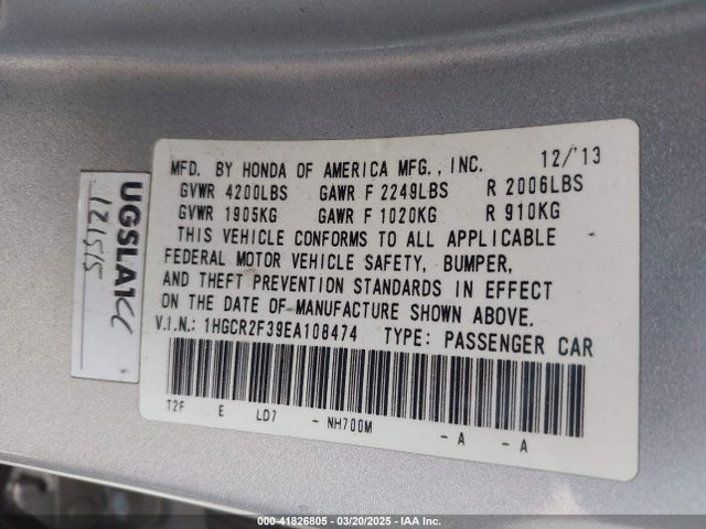 1HGCR2F39EA108474 Honda ACCORD LX