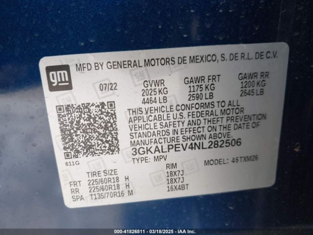 3GKALPEV4NL282506 GMC Terrain Fwd Slt