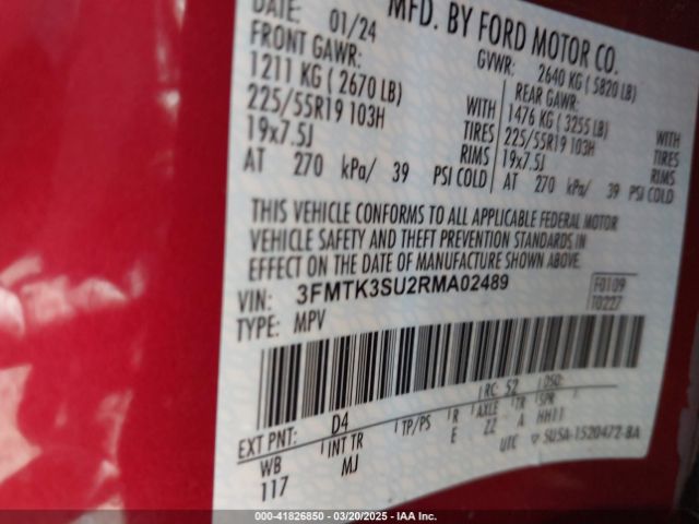 3FMTK3SU2RMA02489 Ford Mustang Mach-e Premium