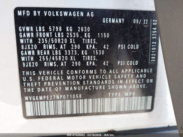 2022 VOLKSWAGEN ID.4 WVGKMPE27NP071058 Photo 8