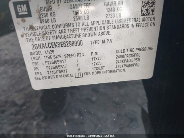 2GNALCEK3E6298900 Chevrolet Equinox 2lt