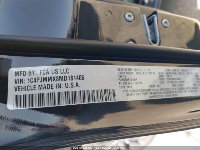 1C4PJMMX8MD181406 Jeep Cherokee 80th Anniversary 4x4