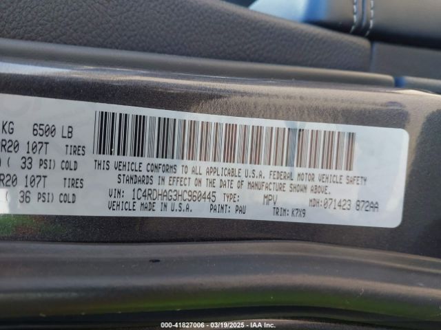 1C4RDHAG3HC960445 Dodge Durango Sxt Rwd