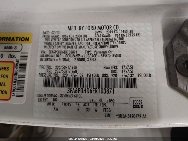 Ford FUSION SE 2014 3FA6P0HD6ER103871 Image 9