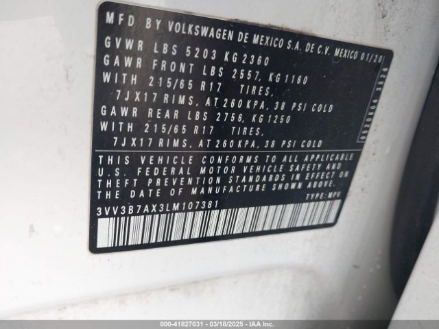 3VV3B7AX3LM107381 Volkswagen Tiguan
