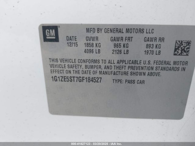 1G1ZE5ST7GF184527 Chevrolet MALIBU 1LT