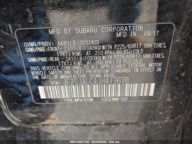 JF2SJALC4JH473678 Subaru Forester 2.5i Limited