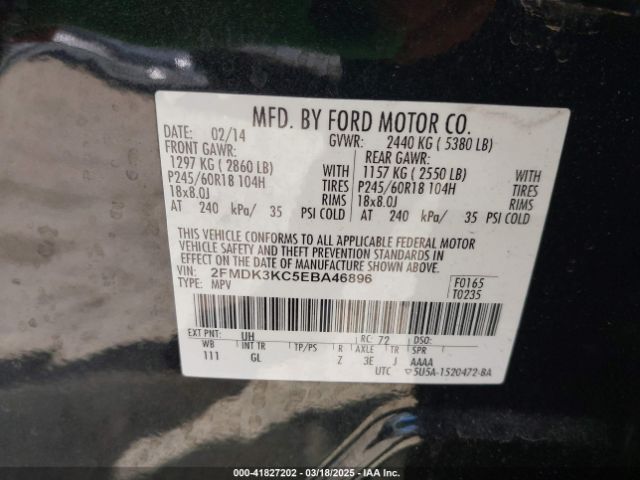 2FMDK3KC5EBA46896 Ford Edge Limited