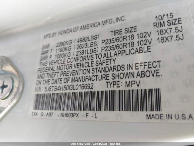 2016 ACURA RDX 5J8TB4H50GL016692 Photo 8