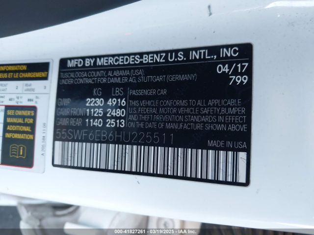 55SWF6EB6HU225511 Mercedes-Benz Amg C 43 4matic