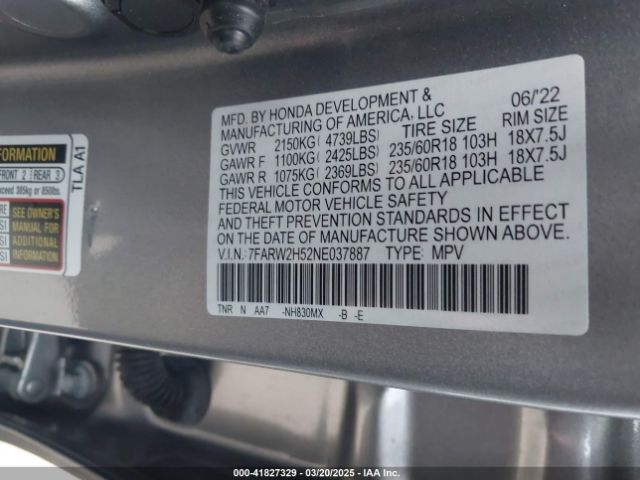 7FARW2H52NE037887 Honda Cr-v Awd Ex