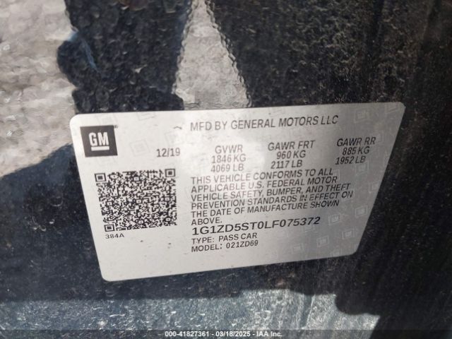 1G1ZD5ST0LF075372 Chevrolet Malibu Fwd Lt
