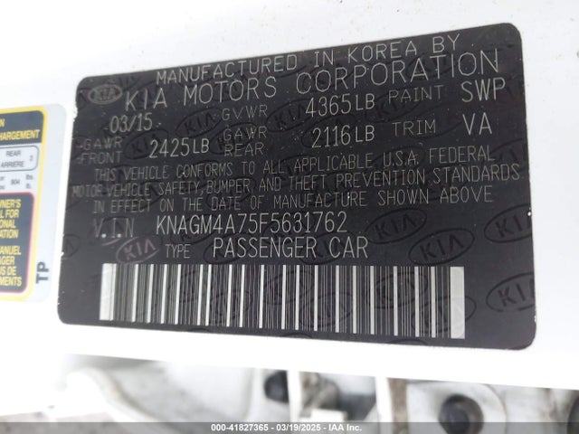 KNAGM4A75F5631762 KIA Optima Lx