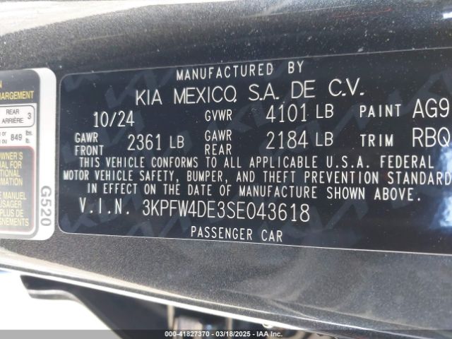 3KPFW4DE3SE043618 KIA K4 Gt-line