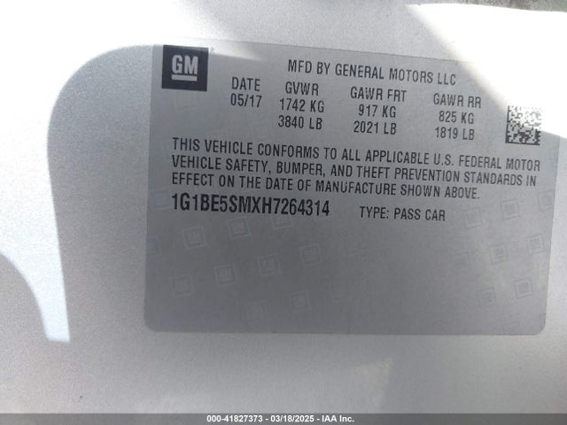 1G1BE5SMXH7264314 Chevrolet Cruze Lt Auto