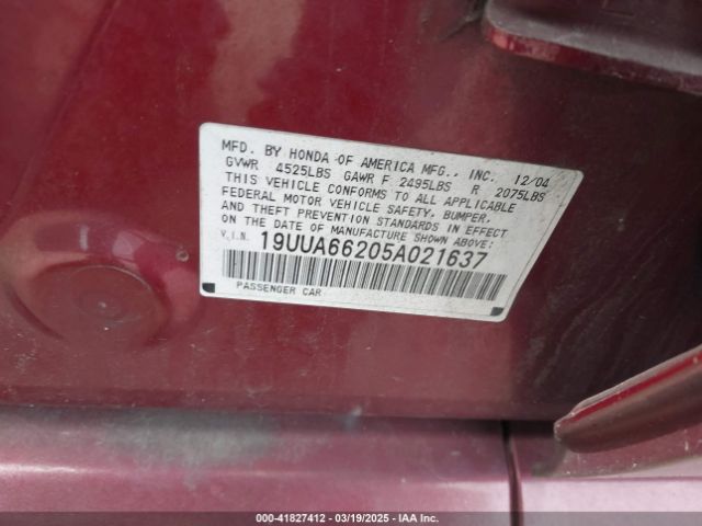 2005 ACURA TL 19UUA66205A021637 Photo 8