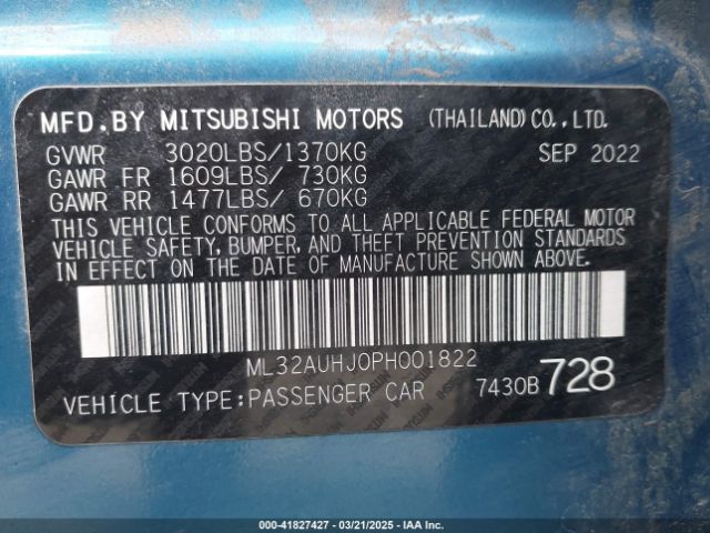 ML32AUHJ0PH001822 Mitsubishi Mirage Es/le