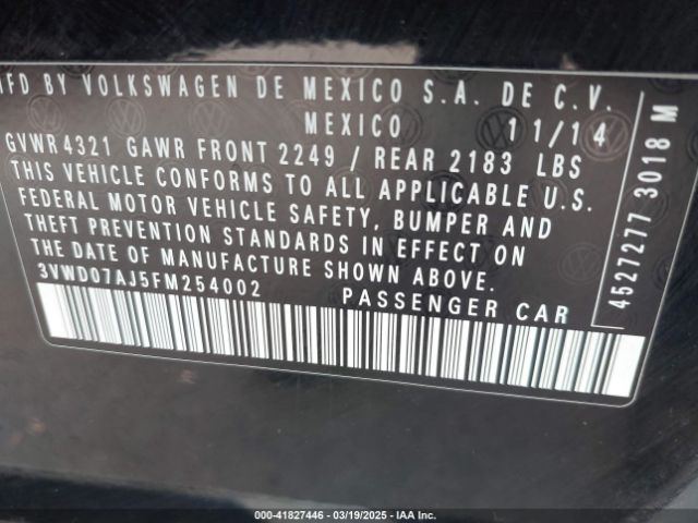 3VWD07AJ5FM254002 Volkswagen Jetta