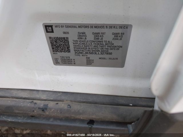 3GNCJKSB3LL327950 Chevrolet Trax Fwd Ls