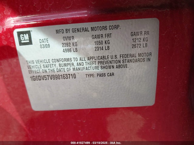 2009 CADILLAC CTS 1G6DV57V890163710 Photo 8
