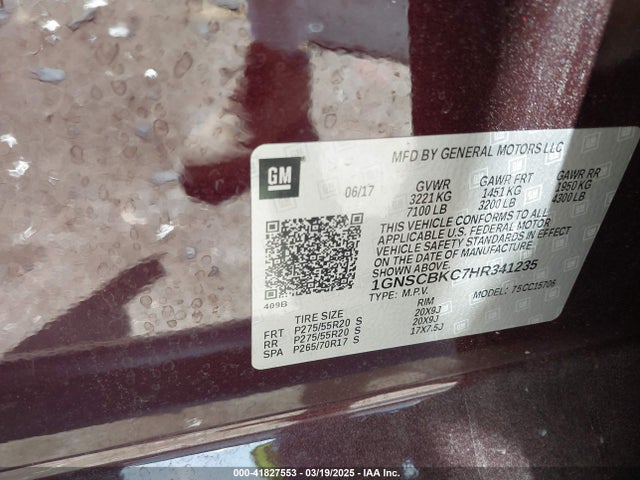 1GNSCBKC7HR341235 Chevrolet Tahoe Lt