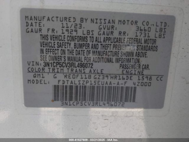 3N1CP5CV3RL496072 Nissan Kicks Sv Xtronic Cvt