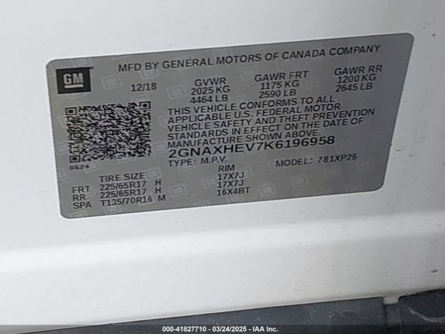 2GNAXHEV7K6196958 Chevrolet EQUINOX LS