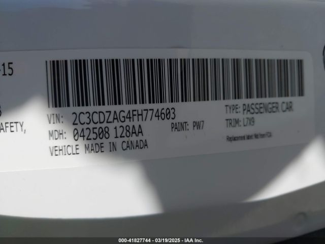 2C3CDZAG4FH774603 Dodge Challenger Sxt