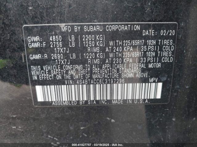 4S4BTACC6L3197296 Subaru Outback Premium