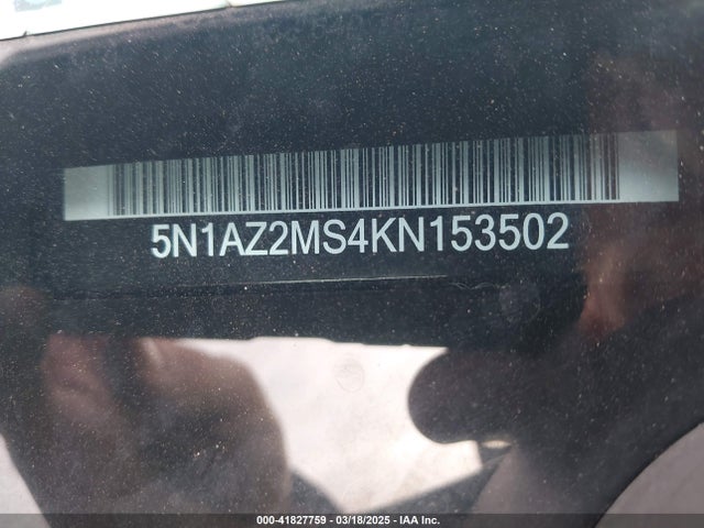 5N1AZ2MS4KN153502 Nissan MURANO SL