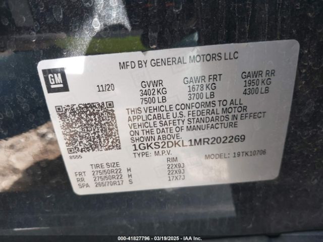1GKS2DKL1MR202269 GMC Yukon 4wd Denali