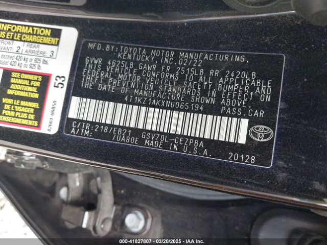 4T1KZ1AKXNU065194 Toyota CAMRY TRD