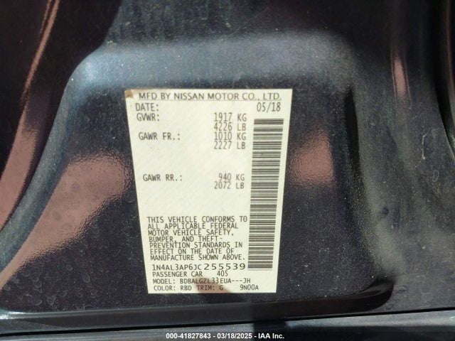 1N4AL3AP6JC255539 Nissan Altima 2.5 S