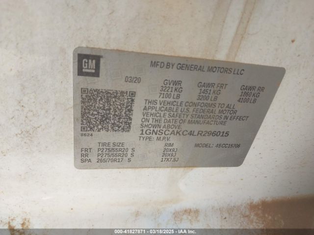 1GNSCAKC4LR296015 Chevrolet Tahoe 2wd Ls