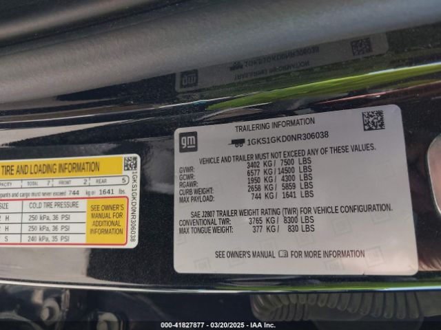 1GKS1GKD0NR306038 GMC l84 - di, dfm, alum, gen 5, var 2